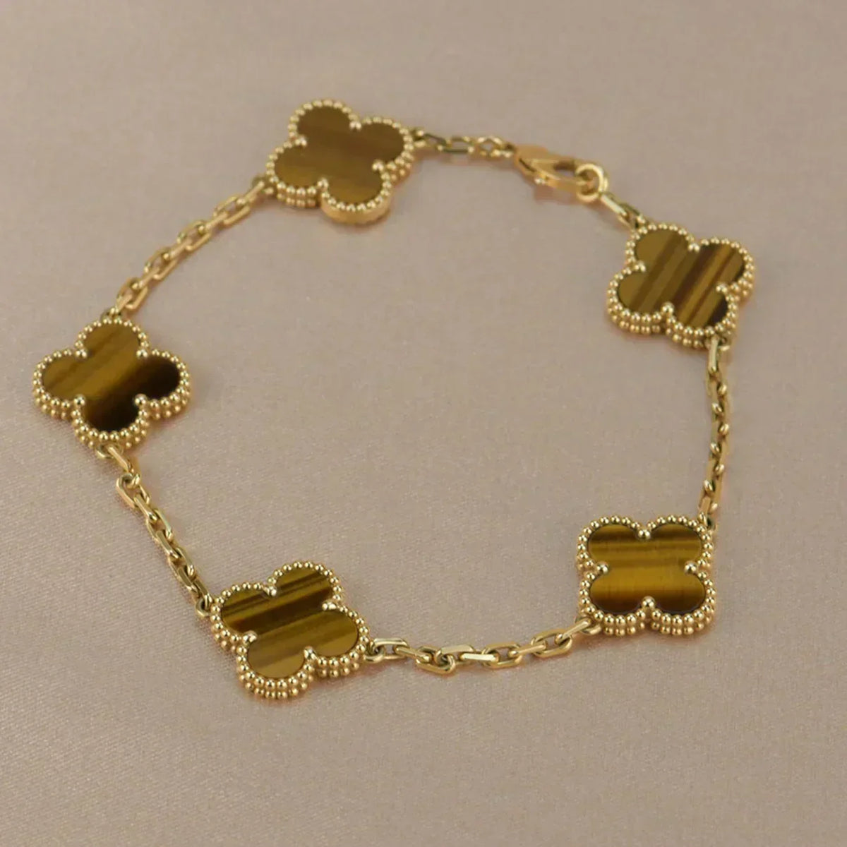 [⭐Mirelle] CLOVER 5 MOTIFS TIGER EYE BRACELET COLLECTION