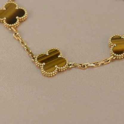 [⭐Mirelle] CLOVER 5 MOTIFS TIGER EYE BRACELET COLLECTION