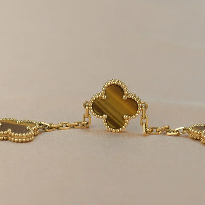 [⭐Mirelle] CLOVER 5 MOTIFS TIGER EYE BRACELET COLLECTION