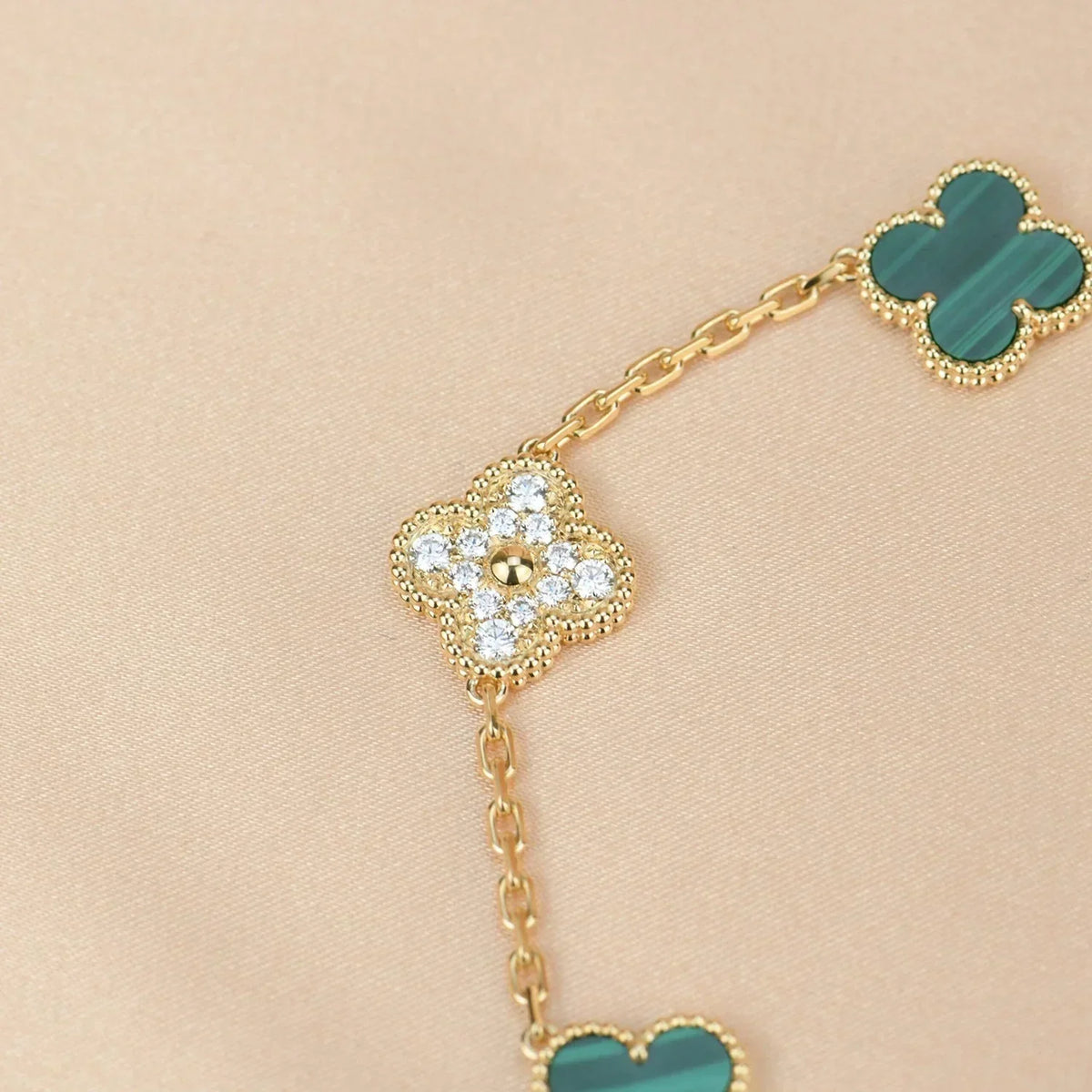 [⭐Mirelle] CLOVER 5 MOTIF MALACHITE BRACELET COLLECTION