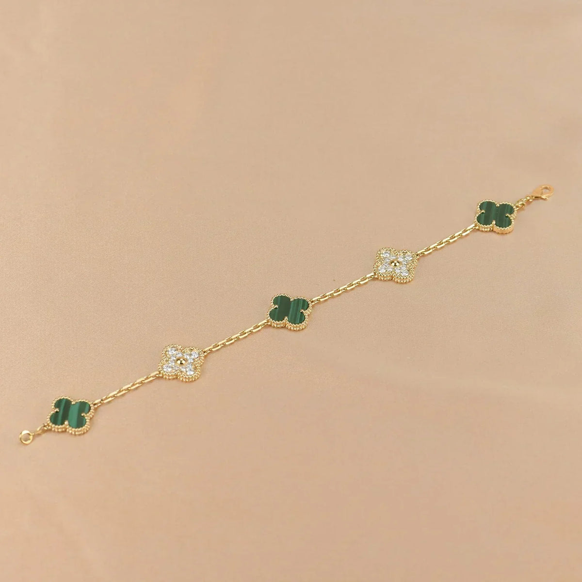 [⭐Mirelle] CLOVER 5 MOTIF MALACHITE BRACELET COLLECTION