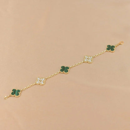 [⭐Mirelle] CLOVER 5 MOTIF MALACHITE BRACELET COLLECTION