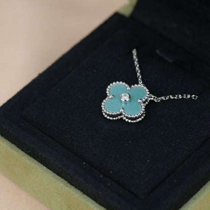 [⭐Mirelle]CLOVER 15MM DIAMOND SVRES PORCELAIN  NECKLACE SILVER