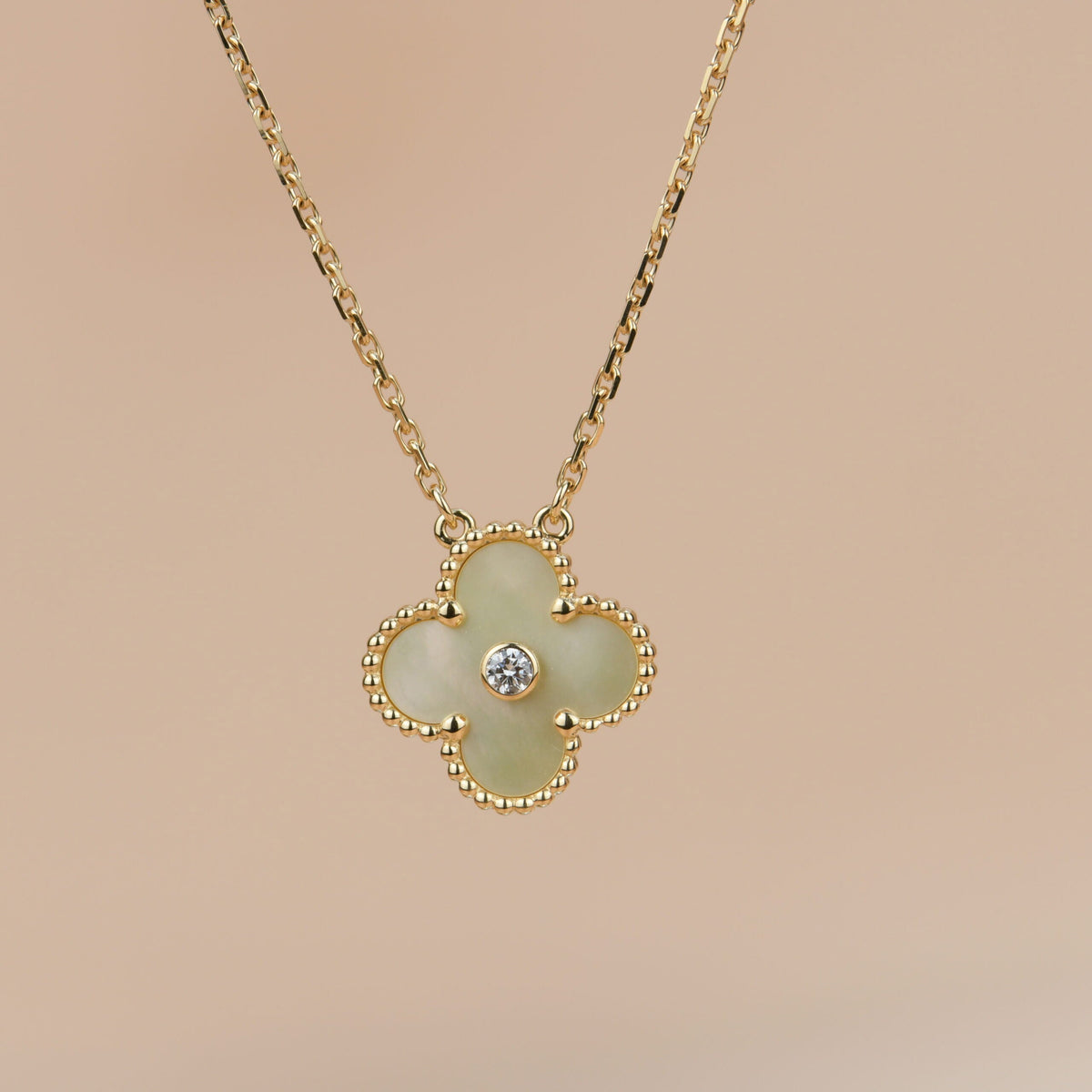 [⭐Mirelle]CLOVER 15MM DIAMOND GOLD MOTHER OF PEARL NECKLACE