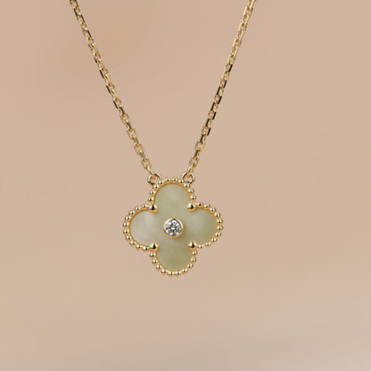[⭐Mirelle]CLOVER 15MM DIAMOND GOLD MOTHER OF PEARL NECKLACE
