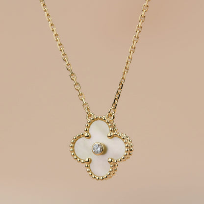 [⭐Mirelle]CLOVER 15MM DIAMOND GOLD MOTHER OF PEARL NECKLACE