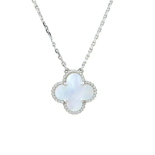 [⭐Mirelle]CLOVER  15MM WHITE MOTHER-OF-PEARL SILVER