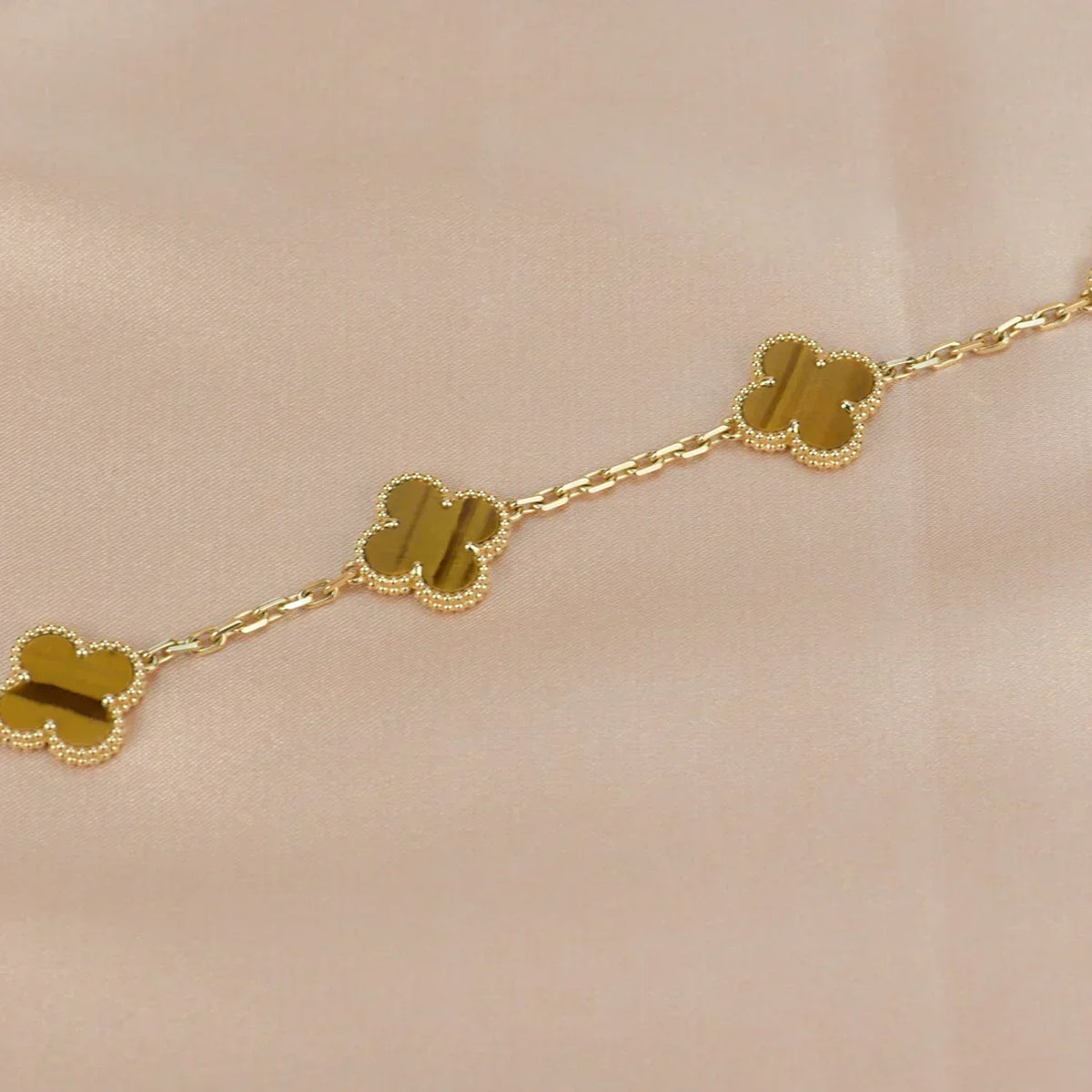 [⭐Mirelle] CLOVER 5 MOTIFS TIGER EYE BRACELET COLLECTION