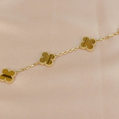 [⭐Mirelle] CLOVER 5 MOTIFS TIGER EYE BRACELET COLLECTION