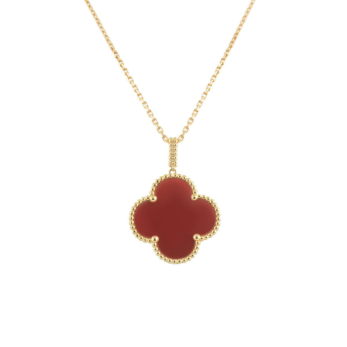 [⭐Mirelle]CLOVER 25MM NECKLACE GOLD CARNELIAN