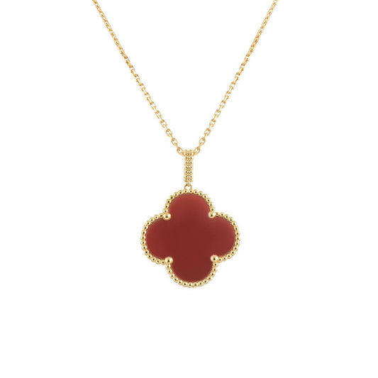 [⭐Mirelle]CLOVER 25MM NECKLACE GOLD CARNELIAN
