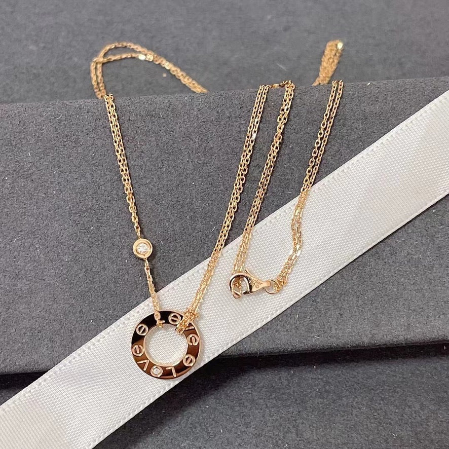 [⭐Mirelle]LOVE NECKLACE 16MM 2 DIAMONDS