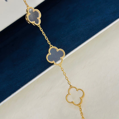 [⭐Mirelle]CLOVER 5 MOTIF ROCK CRYSTAL BRACELET