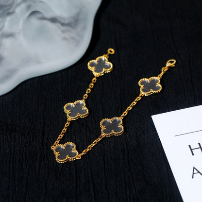 [⭐Mirelle]CLOVER 5 MOTIF ROCK CRYSTAL BRACELET