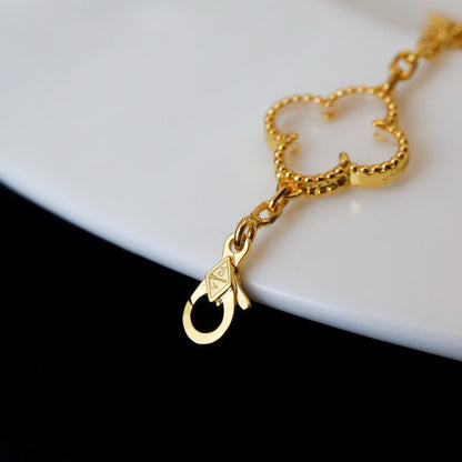 [⭐Mirelle]CLOVER 5 MOTIF ROCK CRYSTAL BRACELET