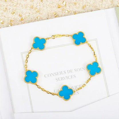 [⭐Mirelle] CLOVER 5 MOTIF TURQUOISE BRACELET COLLECTION
