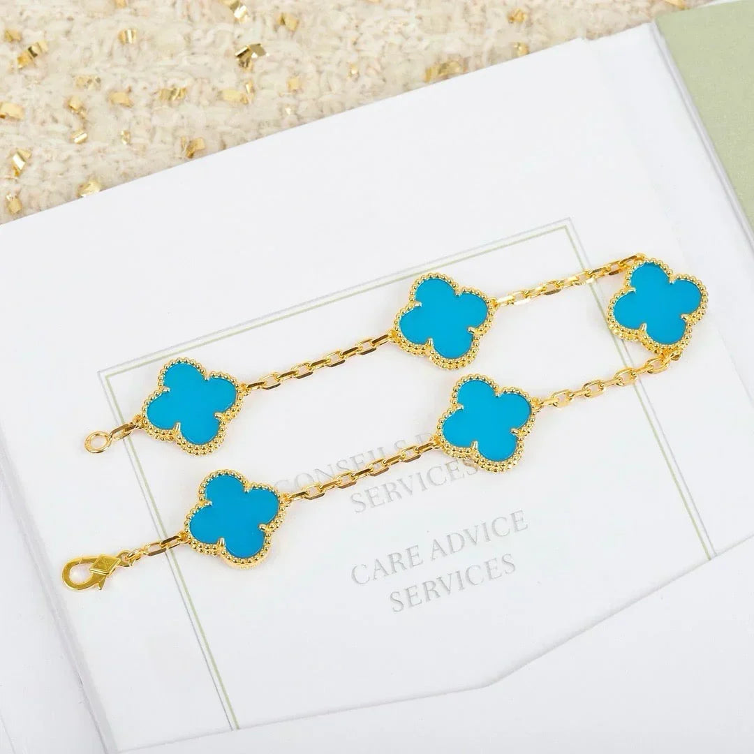 [⭐Mirelle] CLOVER 5 MOTIF TURQUOISE BRACELET COLLECTION