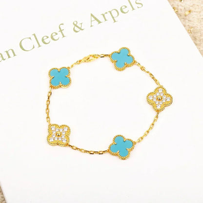 [⭐Mirelle] CLOVER 5 MOTIF TURQUOISE BRACELET COLLECTION