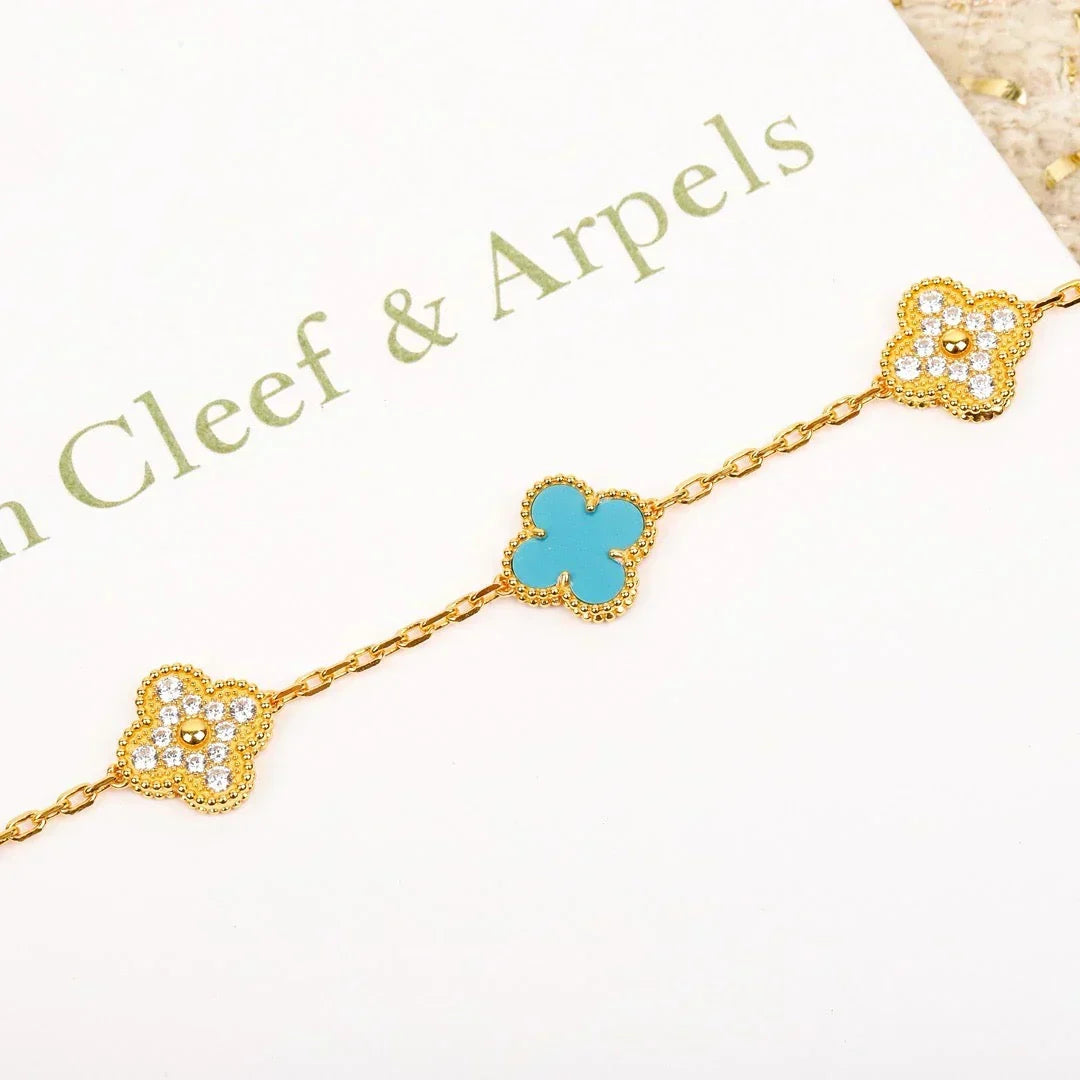 [⭐Mirelle] CLOVER 5 MOTIF TURQUOISE BRACELET COLLECTION