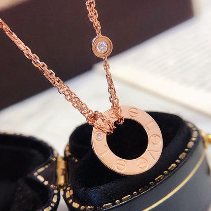 [⭐Mirelle]LOVE NECKLACE 16MM 2 DIAMONDS