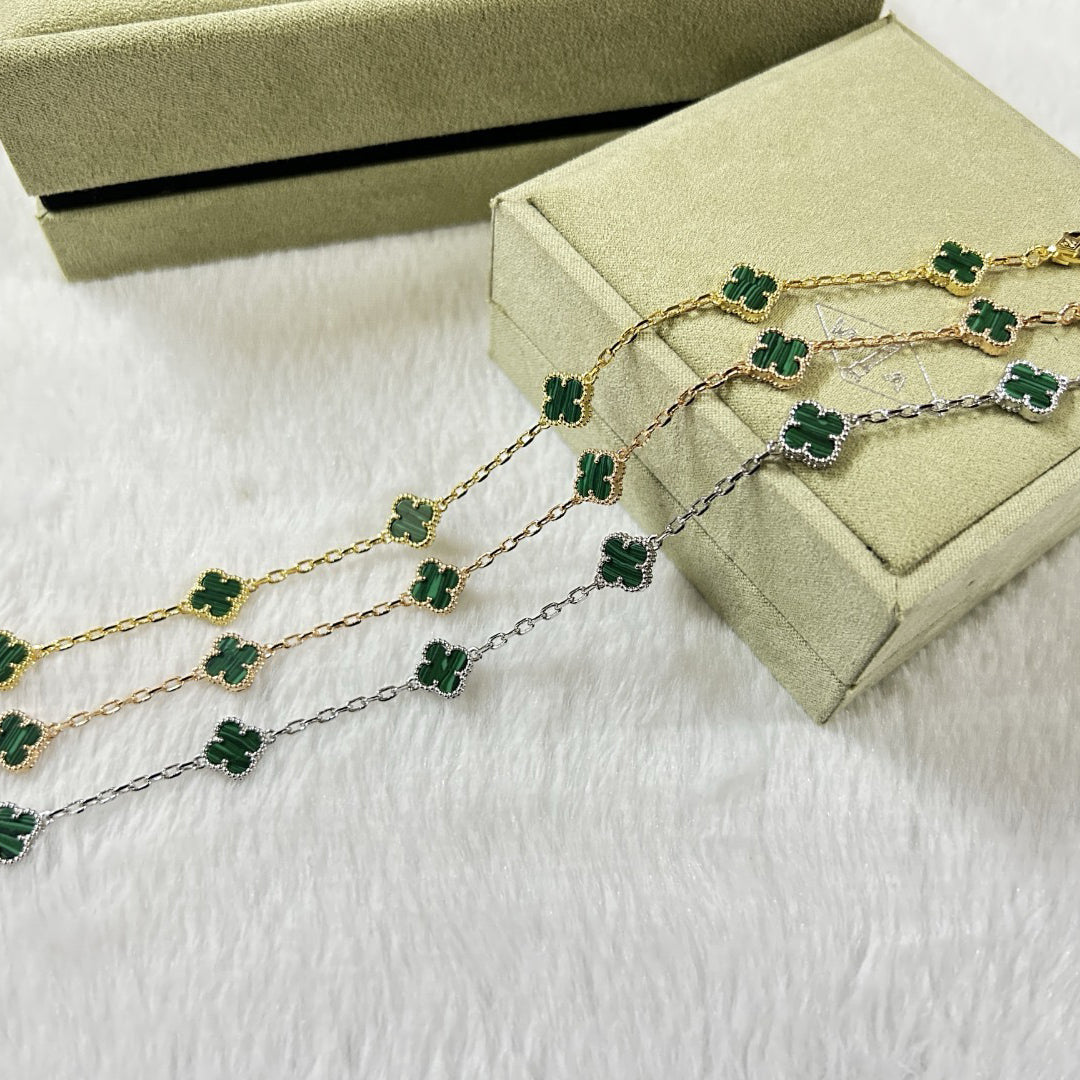 [⭐Mirelle]CLOVER 6 MOTIF MALACHITE BRACELET