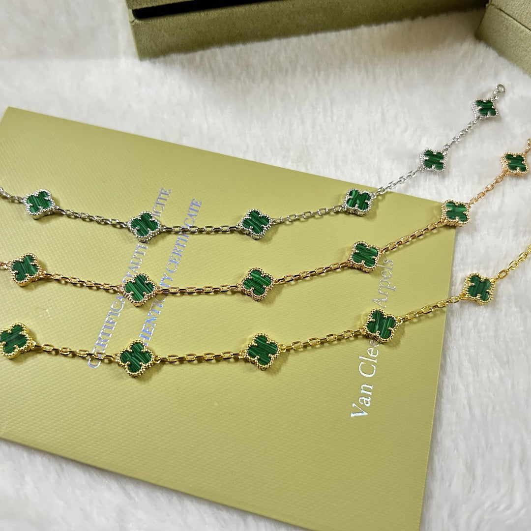 [⭐Mirelle]CLOVER 6 MOTIF MALACHITE BRACELET