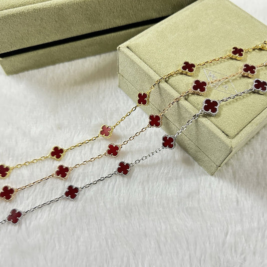 [⭐Mirelle]CLOVER 6 MOTIF RED AGATE BRACELET