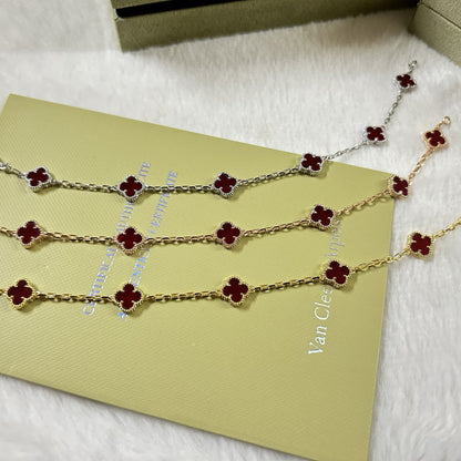 [⭐Mirelle]CLOVER 6 MOTIF RED AGATE BRACELET