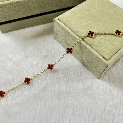 [⭐Mirelle]CLOVER 6 MOTIF RED AGATE BRACELET
