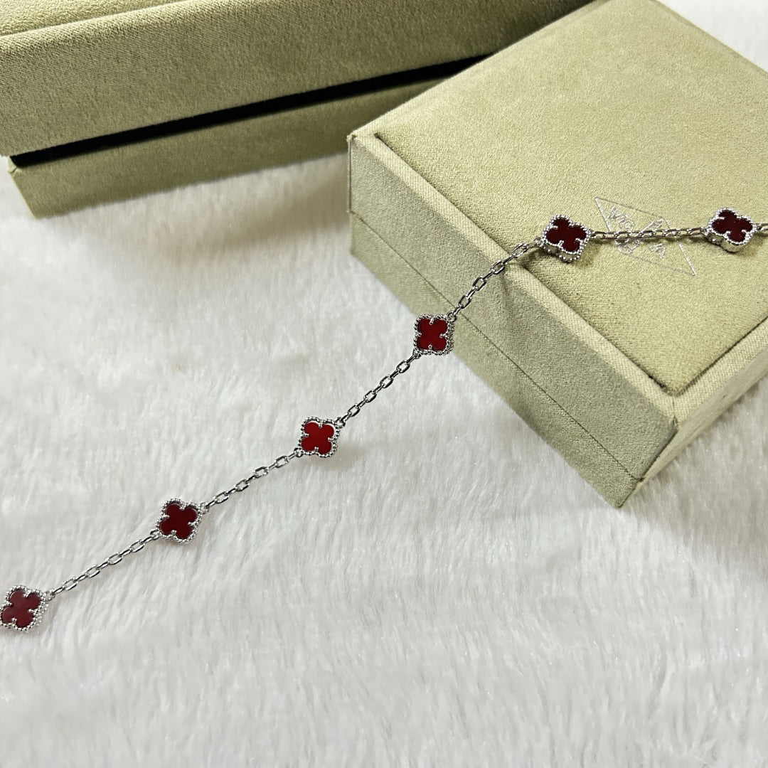 [⭐Mirelle]CLOVER 6 MOTIF RED AGATE BRACELET