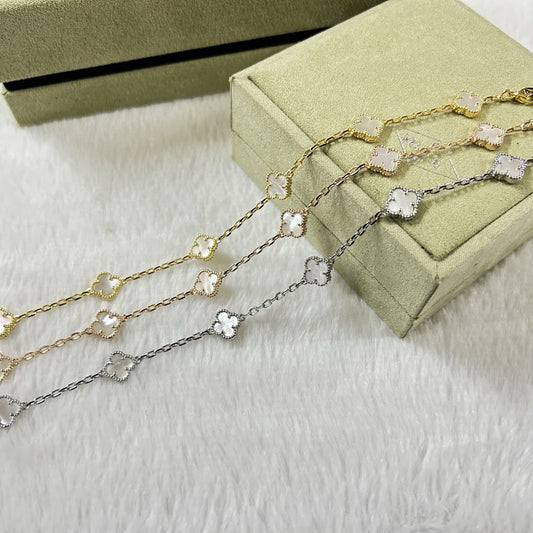 [⭐Mirelle]CLOVER 6 MOTIF WHITE MOP BRACELET
