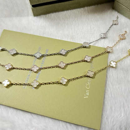 [⭐Mirelle]CLOVER 6 MOTIF WHITE MOP BRACELET