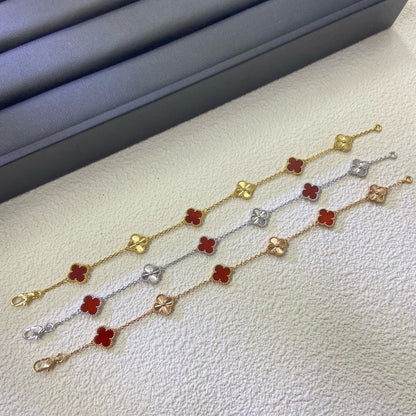 [⭐Mirelle]CLOVER 6 MOTIF RED AGATE LASER BRACELET