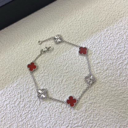 [⭐Mirelle]CLOVER 6 MOTIF RED AGATE LASER BRACELET