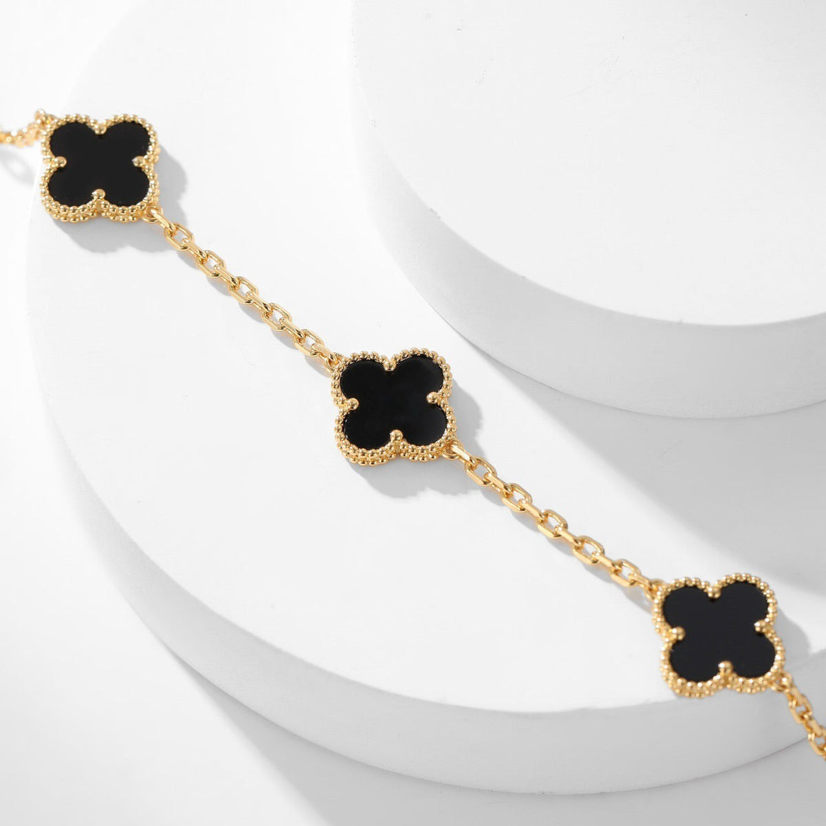 [⭐Mirelle]CLOVER 10 MOTIFS ONYX NECKLACE