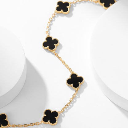[⭐Mirelle]CLOVER 10 MOTIFS ONYX NECKLACE