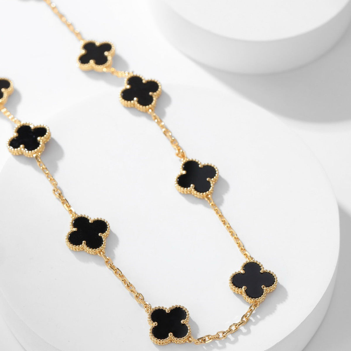 [⭐Mirelle]CLOVER 10 MOTIFS ONYX NECKLACE