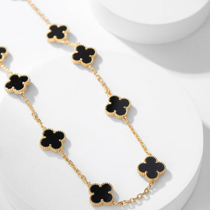 [⭐Mirelle]CLOVER 10 MOTIFS ONYX NECKLACE