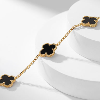 [⭐Mirelle]CLOVER 10 MOTIFS ONYX NECKLACE