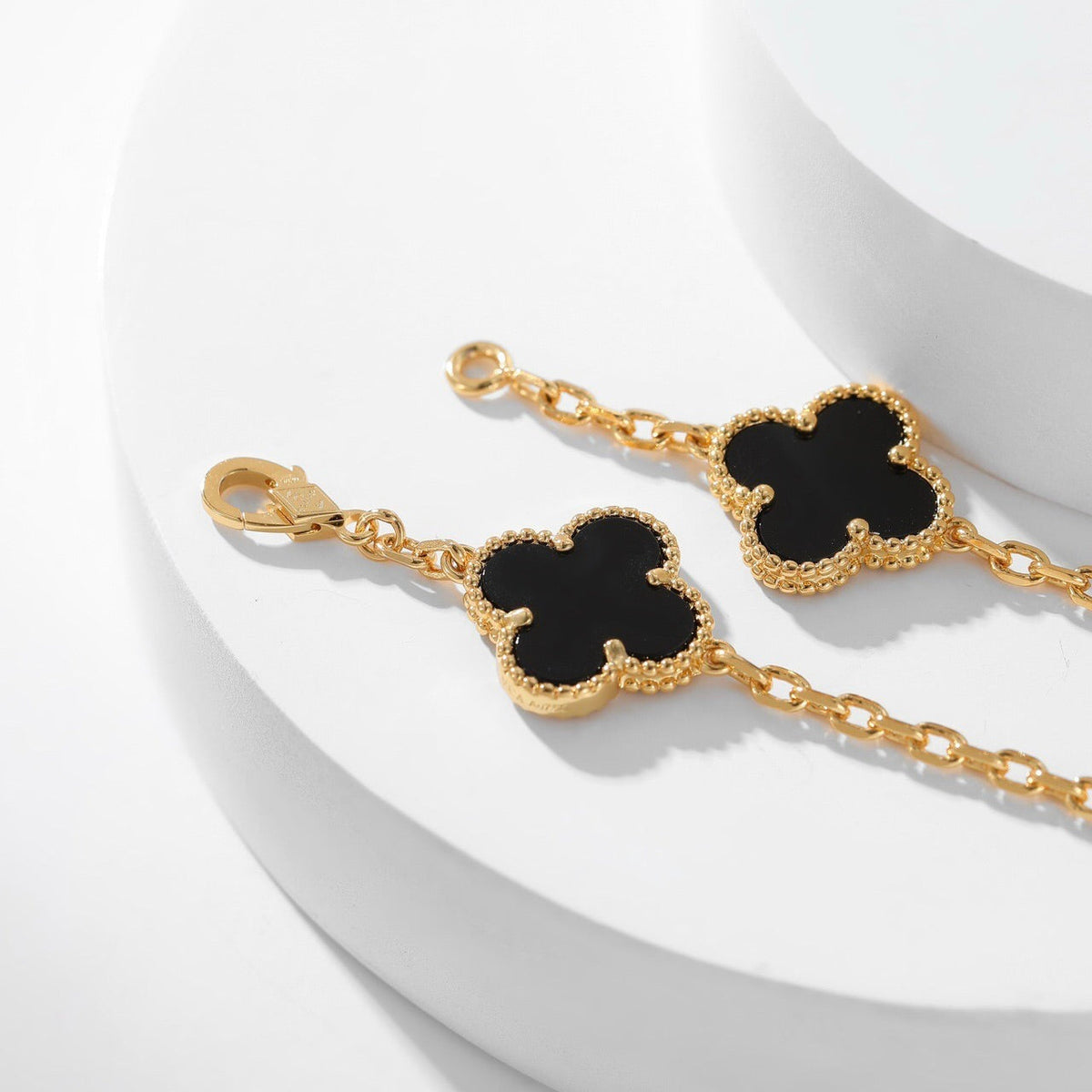 [⭐Mirelle]CLOVER 10 MOTIFS ONYX NECKLACE