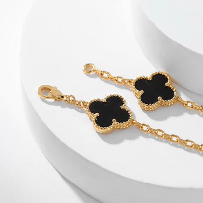 [⭐Mirelle]CLOVER 10 MOTIFS ONYX NECKLACE