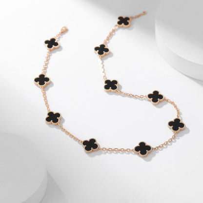 [⭐Mirelle]CLOVER 10 MOTIFS ONYX NECKLACE