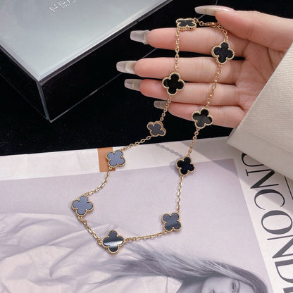 [⭐Mirelle]CLOVER 10 MOTIFS ONYX NECKLACE