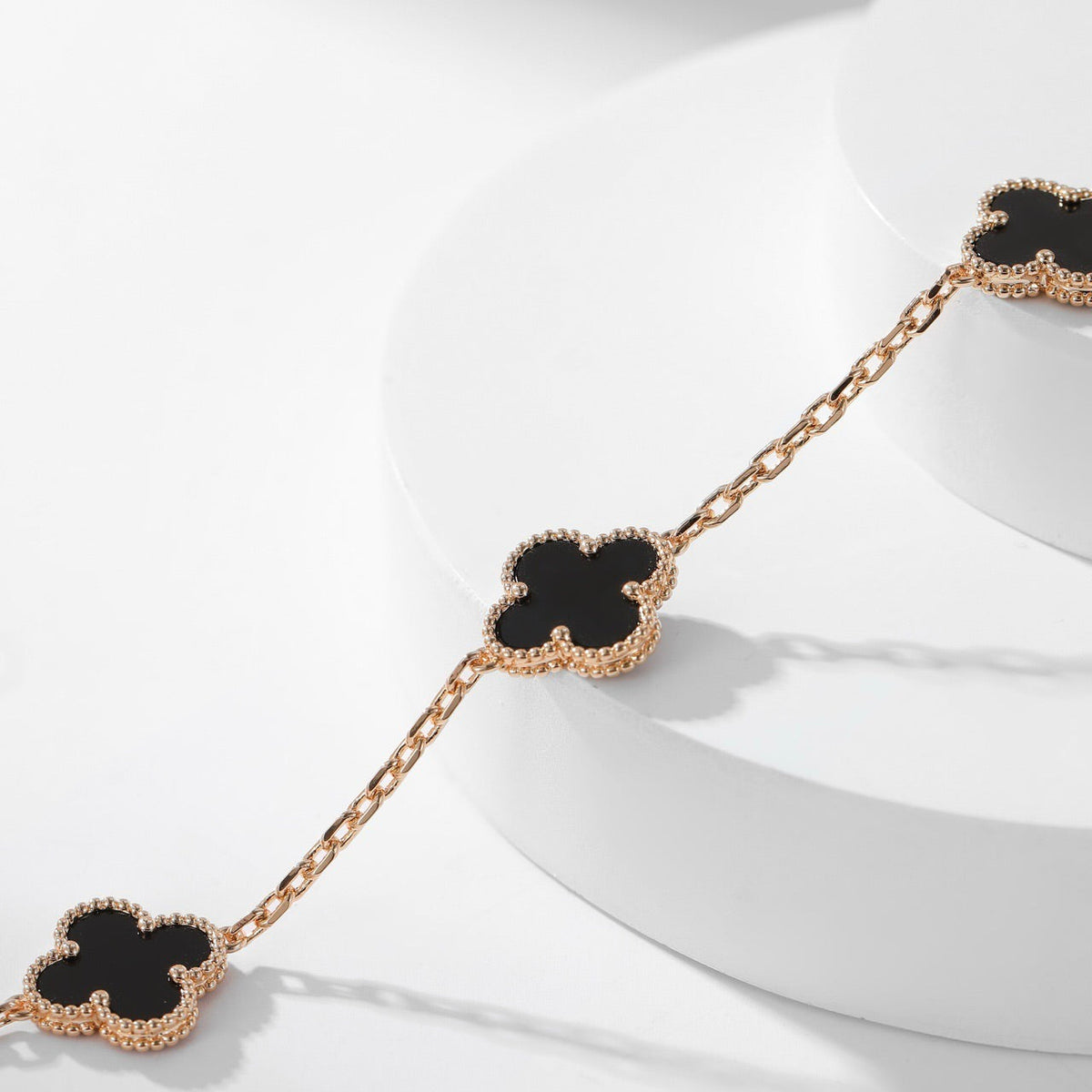 [⭐Mirelle]CLOVER 10 MOTIFS ONYX NECKLACE