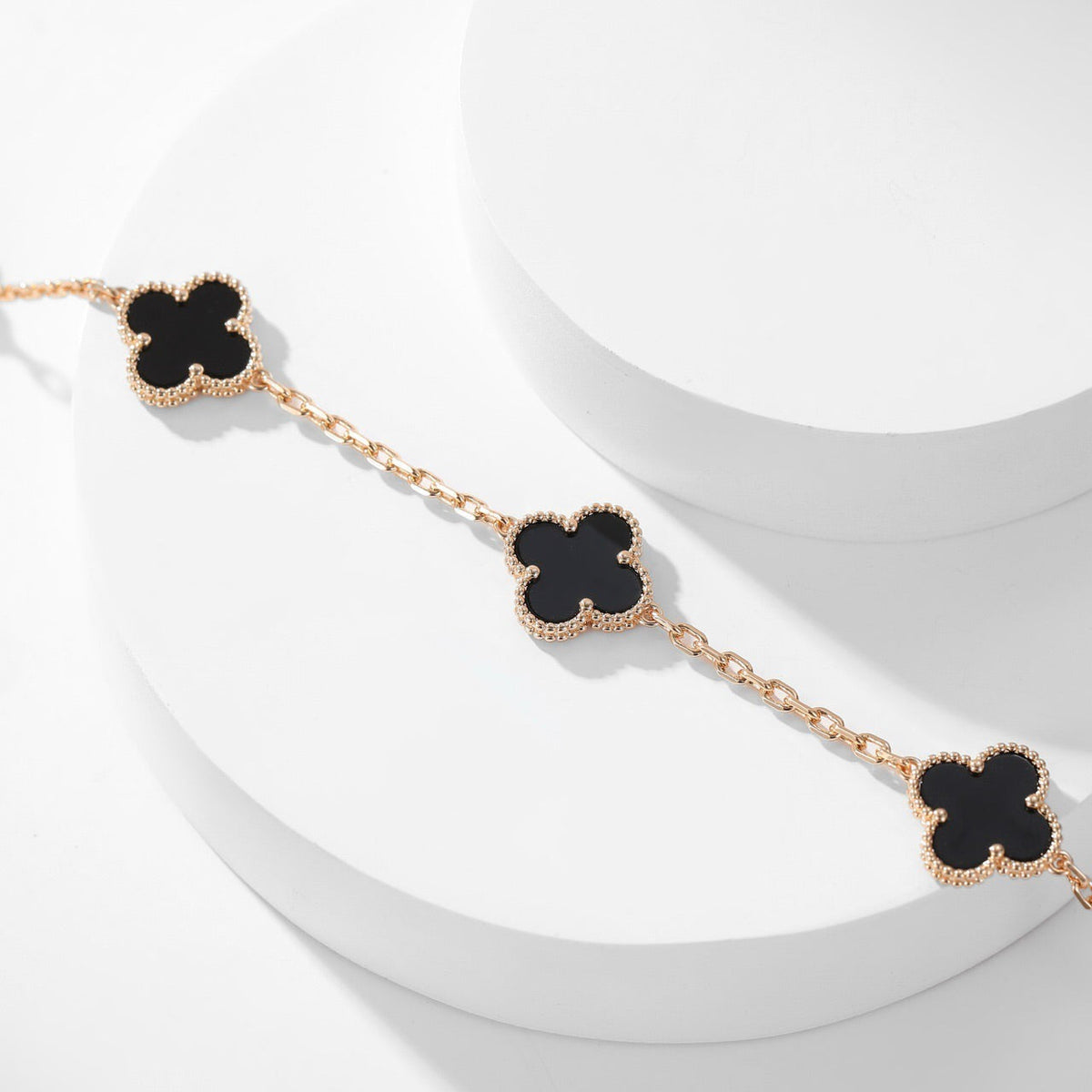 [⭐Mirelle]CLOVER 10 MOTIFS ONYX NECKLACE