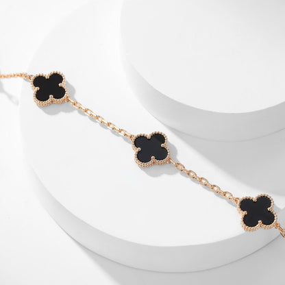 [⭐Mirelle]CLOVER 10 MOTIFS ONYX NECKLACE