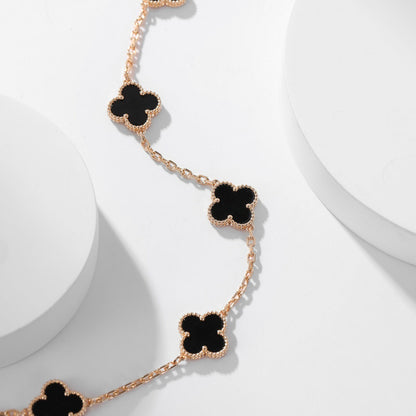 [⭐Mirelle]CLOVER 10 MOTIFS ONYX NECKLACE