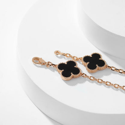 [⭐Mirelle]CLOVER 10 MOTIFS ONYX NECKLACE