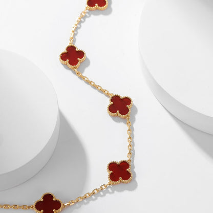 [⭐Mirelle]CLOVER 10 MOTIFS CARNELIAN NECKLACE