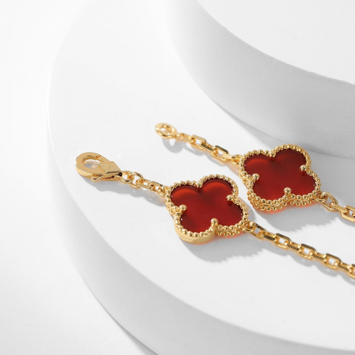 [⭐Mirelle]CLOVER 10 MOTIFS CARNELIAN NECKLACE